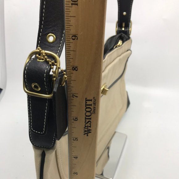 COACH Tan Black Fabric Shoulder Bag - Picture 3 of 10